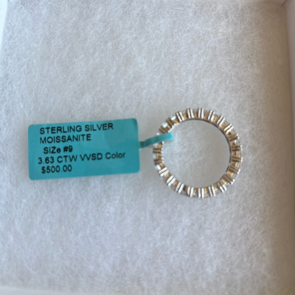 3.63 Ctw Moissanite Princess Cut Full Eternity Band Size 9 - Picture 7 of 10